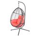 Dakota Fields Carlyrose Egg Chair w/ Stand Polyester/Wicker/Rattan in Red/Pink/Brown | 76.77 H x 37.4 W x 37.4 D in | Wayfair