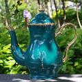 Rosdorf Park Ceramic Tea Pot Elegant Profile Decoration Extra Large Dark Housewarming Gift For Tea Lovers 4-6 Cups in Green | Wayfair