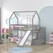 Hanksville Twin over Twin 2 Drawer Standard Bunk Bed w/ Shelves by Harper Orchard Wood in Gray | 86.7 H x 85.4 W x 94.2 D in | Wayfair