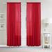 Pom-Pom Tassel Window Drapes (Set of 2) Multipurpose Sheer Curtains Pom-Pom Collection 40 x 84 Red