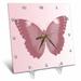3dRose Pink Butterfly - Desk Clock 6 by 6-inch