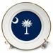 3dRose Flag of South Carolina SC - US American United State of America USA White palmetto tree indigo blue Porcelain Plate 8-inch