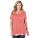 Plus Size Women's Layered-Look Print Tunic by Woman Within in Sweet Coral Tie Dye (Size 14/16)