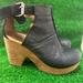 Free People Shoes | Free People Black Leather Wedge Shoe Size 8 | Color: Black | Size: 8