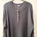 Free People Sweaters | Free People, Gray Oversized Sweater With Wood Buttons | Color: Gray | Size: M