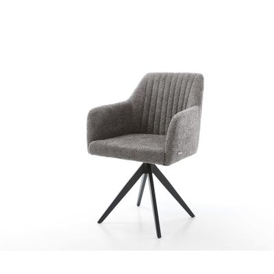 DELIFE Esszimmerstuhl Greg-Flex Bouclé Grau Kreuzgestell kantig Schwarz Taschenfederkern, Esszimmerstühle Image