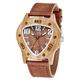 Realpoo Wooden Watches Mens Ebony Zebra Wooden Quartz Men's Watch,Foldover Clasp Wood Strap Wooden Watches for Men, LMW-001-brown