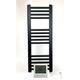 Greened House 300w x 800h Black Electric Straight Heated Bathroom Towel Rail + Timer and Room Thermostat