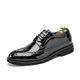 DADIJIER Dress Shoes for Men Lace Up Brogue Embossed Wing tip Shiny Derby Shoes Vegan Leather Anti-Slip Slip Resistant Low Top Rubber Sole Non Slip Prom Formal Dress Shoes (Color : Black, Size : 9 U