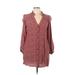 Zara Casual Dress - Shift Plunge 3/4 sleeves: Red Dresses - Women's Size X-Small