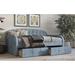 Red Barrel Studio® Caitronia Daybed w/ Storage Drawers Upholstered/Velvet/Polyester in Blue | 39.37 H x 42.32 W x 82.28 D in | Wayfair