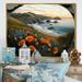 Rosecliff Heights Orange Flowers by the Coast III - Print on Canvas in Blue/Green/Orange | 12 H x 20 W x 1 D in | Wayfair