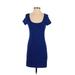 H&M Casual Dress - Mini: Blue Solid Dresses - Women's Size Small