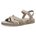 Sandale TAMARIS Gr. 38, beige (beige, kombiniert) Damen Schuhe Keilsandaletten Sommerschuh, Sandalette, Keilabsatz, mit Klettverschluss