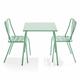 Ensemble table de jardin carrée et 2 chaises bistrot vert sauge