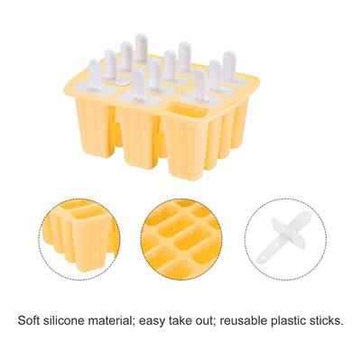 Silicone Ice Pops Molds 12Pcs, Homemade Ice Cream Mold Set - Yellow