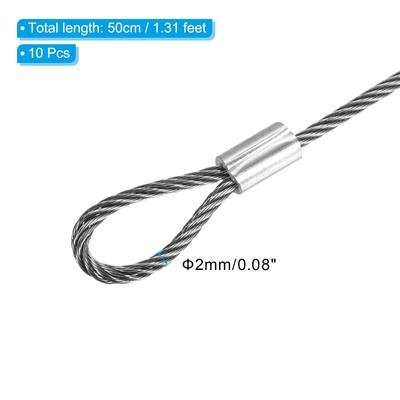 10Pcs Stage Lights Safety Cable 304 Stainless Steel Security Rope - Silver