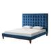 Ryan Velvet or Linen Button Tufted Platform Bed With Wooden Slats