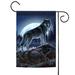 Blue and Gray Full Moon Wolf Outdoor Garden Flag 18" x 12.5"