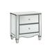 Allen Glam Silver Wood 2-Drawer Nightstand with USB Port by Silver Orchid