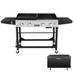 Royal Gourmet 4-Burner Portable Flat Top Gas Grill and Griddle Combo with Folding Legs, with Cover,Black & Silver