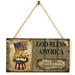 OAVQHLG3B Patriotic Wooden Hanging Sign 4th of July Wooden Wall Door Sign Home Plaque American Independence Day Wall Decoration for Home Door Porch Party Farmhouse