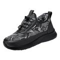 CBGELRT Shoes for Men Fashion Men s Sneakers Mens Slip On Tennis Shoes Fashion Autumn and Winter Men Sports Shoes Flat Non Slip Camouflage Print Elastic Band Comfortable Velvet Warm Male Gray 42
