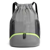 Avamo Boys Backpack Ball Compartment Football Bag Drawstring Soccer Bags Waterproof Gymsack Durable Training Gray