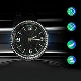 Fule 1X Universal Luminous Diamond Quartz Analog Watch Stick On Car Clock Accessories