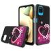 For Samsung Galaxy A12 S127DL SM-A125 Brushed Hybrid Phone Cover Case - Pink Love Heart