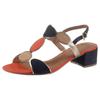 Sandalette MARCO TOZZI, Damen, Gr. 39, blau (navy, kombiniert), Textil, Lederimitat, kontrastfarbene Details, elegant, Schuhe, Blockabsatz, Sommerschuh, Riemchensandale mit verstellbarer Schnalle