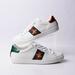 Gucci Shoes | Gucci Womens Ace Bee Embroidered Sneakers Shoes White Leather Sz 38.5 Us 8.5 New | Color: Green/White | Size: 8.5