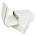5 LARGE WHITE CARDBOARD SHELL & SLIDE PACKAGING BOXES WITH 20mm THICK PROTECTIVE FOAM INSULATION LINED PADDING - SIZE 14x11x2" 360x280x50mm PACKING MAILING SHIPPING POSTAGE POSTAL PROTECTIVE CARTONS