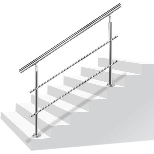 AUFUN 150cm Edelstahl Handlauf Treppengeländer Innen und Außen mit 2 Pfosten für Treppen, Brüstung,