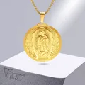 Vnox-Colliers pendentif Vierge Marie pour hommes et femmes acier inoxydable collier en métal