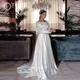 OYISHA – robe De mariée trapèze en Satin élégante manches longues avec boutons sur le devant