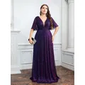 Robe de demoiselle d'honneur pour mariage grande taille mode féminine col plongeant manches