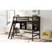 Practical Loft Bed with Storage Shelves & Build-in Desk, Solid Wood Slats Support, Kids' Bedroom Furniture, Twin size