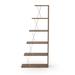 5 Tier Ladder Narrow Bookshelf Organizers for Small Spaces Office Furniture, Walnut/Chrome