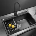 Lavabo de cuisine en acier inoxydable ensemble de vidange noir Nano évier simple créatif fait