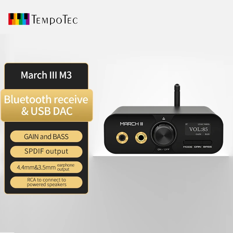 TempoTec M3 HIFI USB DAC, DAC Bluetooth 5.2, amplificateur de casque 4.4mm, longue Distance de Transmission, récepteur Audio Bluetooth, DSD