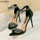 InjOpen-Escarpins Souples à Talons Hauts pour Femme Sandales de Luxe Clip Rinçage Vert Rouge