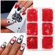 Paillettes pour Nail Art 6 grilles Poker rouge noir Design coeur diamant forme de chiffres
