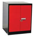 Hallowell Fort Knox Workbench Pedestal - Doors 24 W x 24 D x 32 H Black Body Red Doors (textured) 1-Wide All-Welded