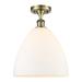 Innovations Lighting Bristol Glass - 1 Light 12 Semi-Flush Mount Antique Brass/Matte White