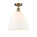 Innovations Lighting Bristol Glass - 1 Light 12 Semi-Flush Mount Brushed Brass/Matte White