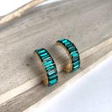 Anthropologie Jewelry | New~ Anthropologie Emerald Green Crystal Hoop Earrings | Color: Gold/Green | Size: Os
