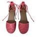 American Eagle Outfitters Shoes | American Eagle Coral Lace Up Wedge Heels | Color: Pink/Tan | Size: 5.5bb