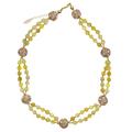 Women's Yellow Opal With Rhinestone Bordered Pearls Short Necklace Farra