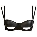 Women's Black Ava Leather Peep Balcony Bra 34D Something Wicked